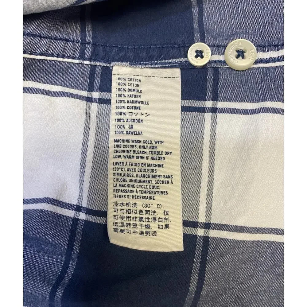 Abercrombie & Fitch Boys Muscle Button Up Kids Size M Plaid Short Sleeve, Blue